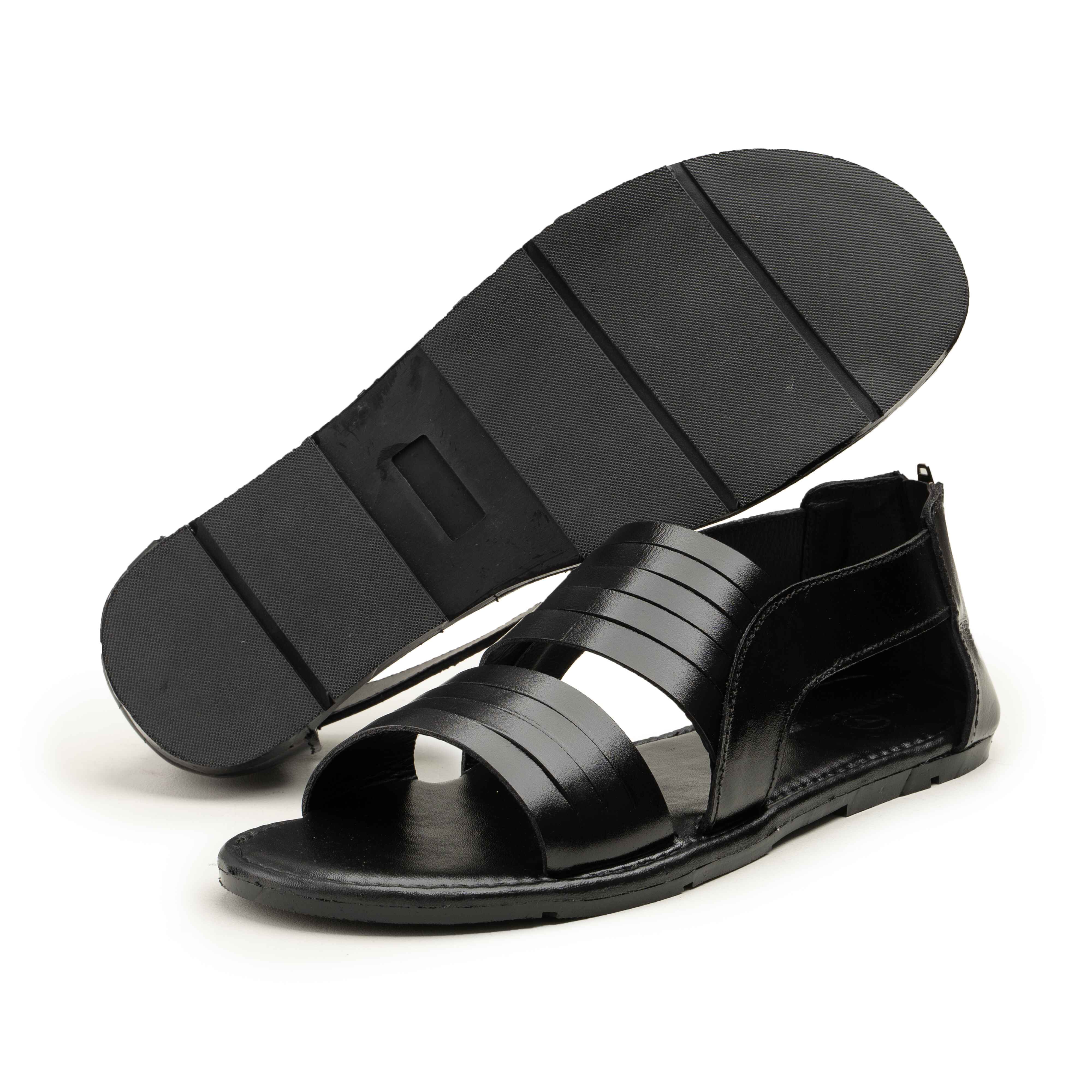 Zipper Sandal - Black