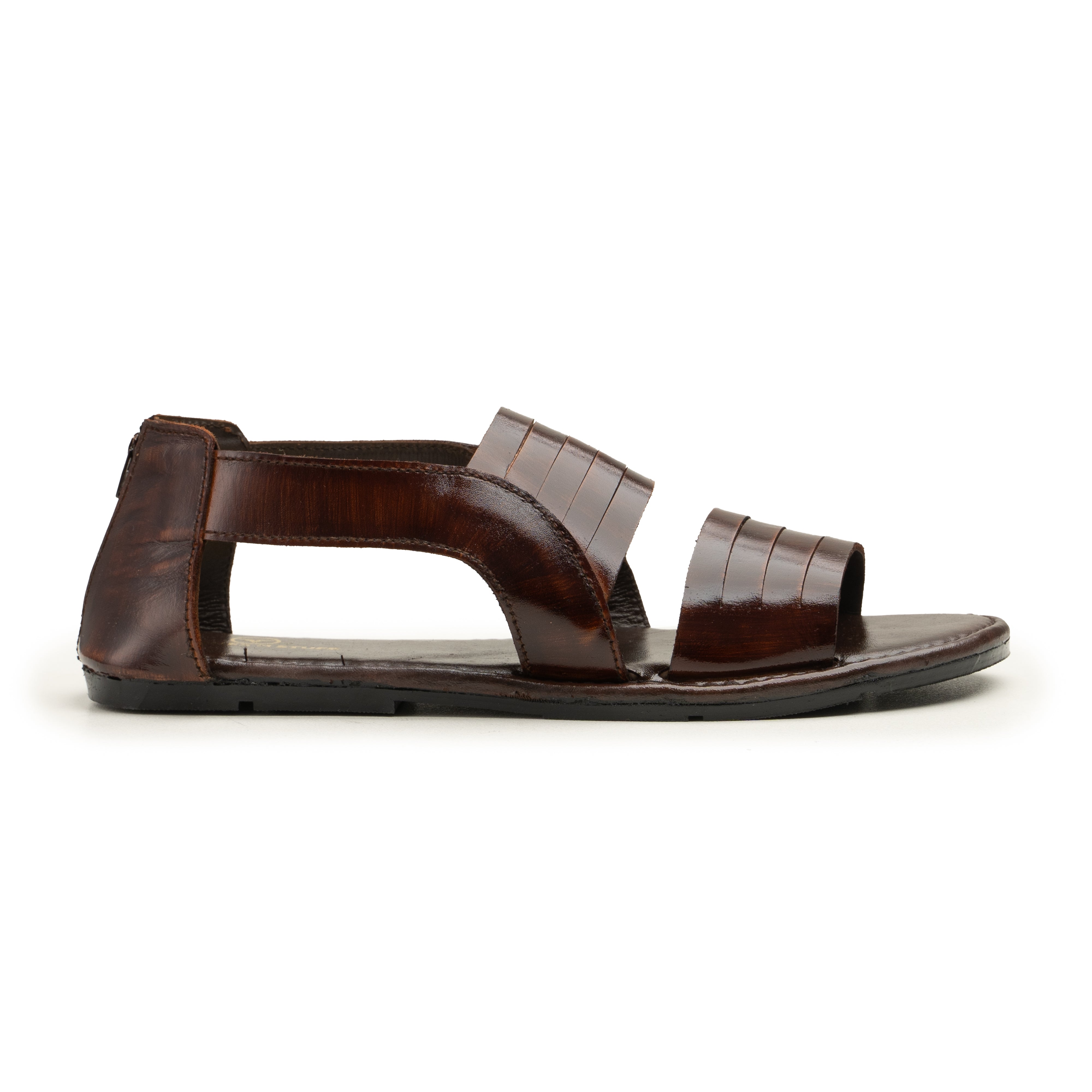 Zipper Sandal - Brown